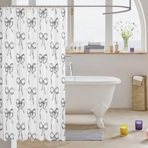 Feelyou Grey Bowknot Bath Curtain 72