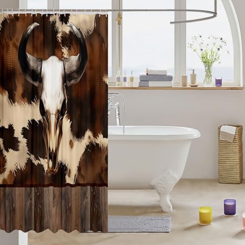 Moody Cow Skull Shower Curtain Set