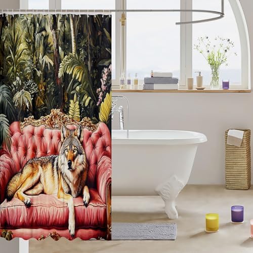 jejeloiu Wolf Bath Curtain