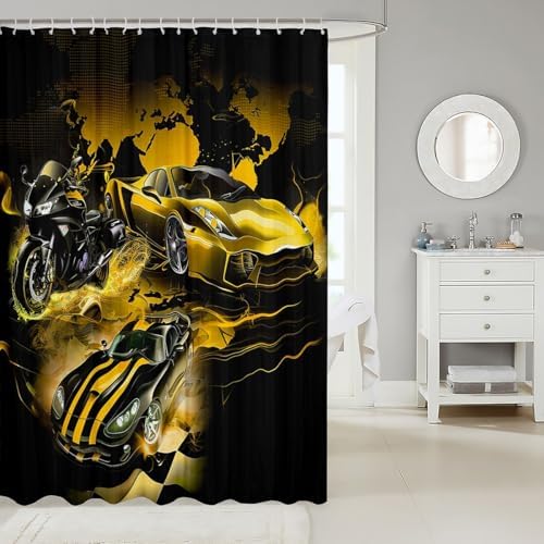 Feelyou Racing Car Bath Shower Curtain Extreme Sports