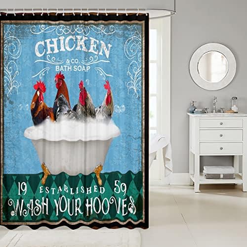 Fun Retro Farm Animal Shower Curtain Set for Kids