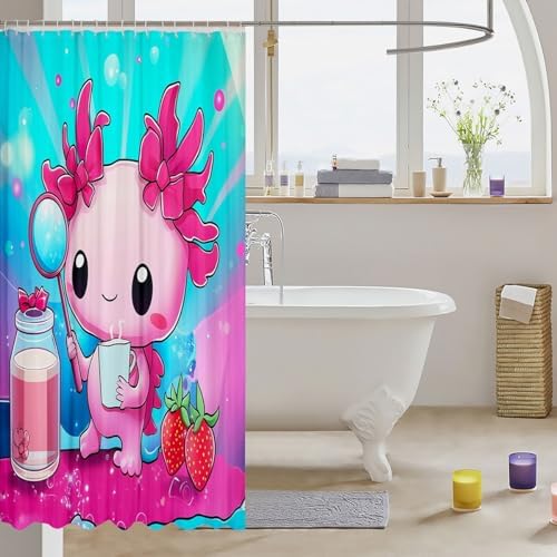 Elegant Pink Salamander Shower Curtain for Kids 72x84