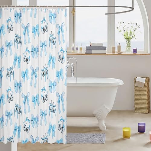 Feelyou Kids Blue Bowknot Shower Curtain Set