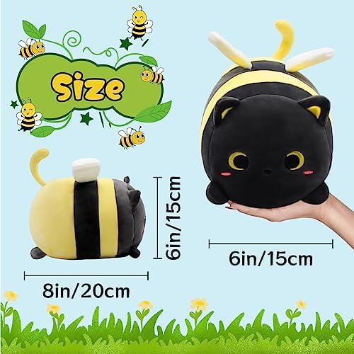 Black Cat Bee Plush Pillow