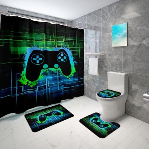 Game Controller Shower Curtain Set 4-Piece