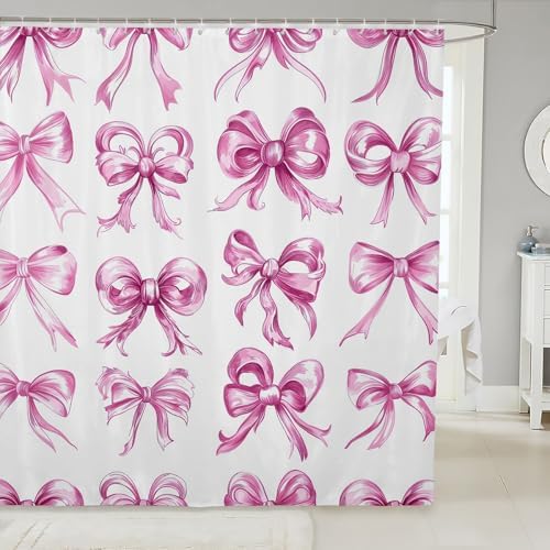 zejjeloiu Pink Bowknot Shower Curtain