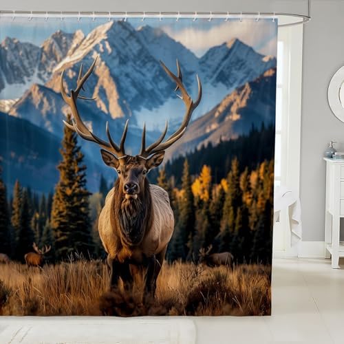 Feelyou Deer Bath Curtain 72x78 Wild Animal Shower Curtain Set