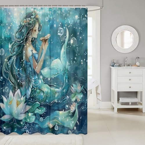 Blue Mermaid Kids Bath Curtn