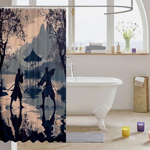 Feelyou Japanese Samurai Bath Curtain Set