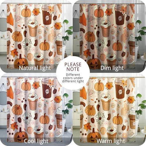 Fall Pumpkin Ice Cream Shower Curtain Set - 72x72
