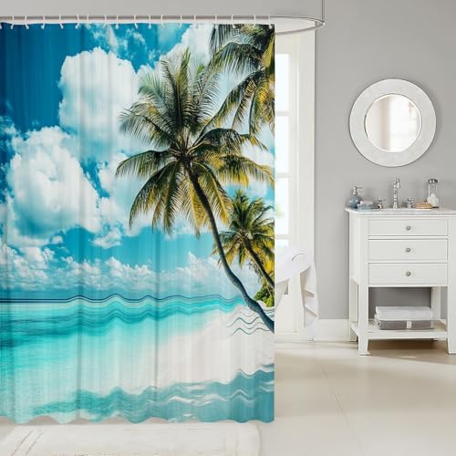 7jeloiu Kids Blue Ocean Bath Curtain 72x78 - Hawaiian Summer Gift for Kids