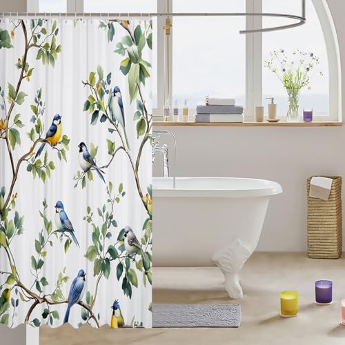 Charming Feelyou Birds Bath Curtain 72x72 Waterproof Fun for Your Bathroom