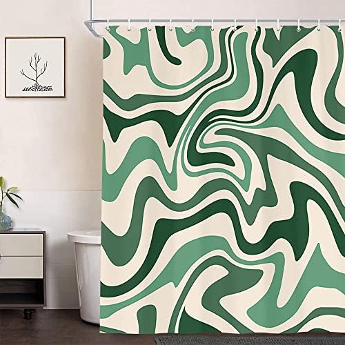 Aesthetic Retro Boho Minimal Sage Green Shower Curtain Set