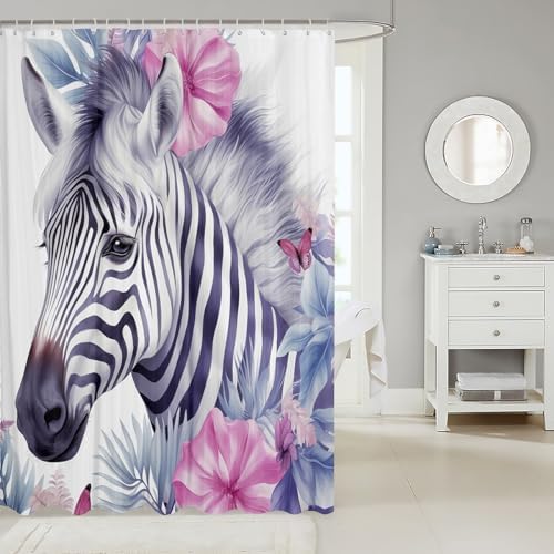 Feelyou Zebra Shower Curtain Black White for Kids Adults Waterproof Fun