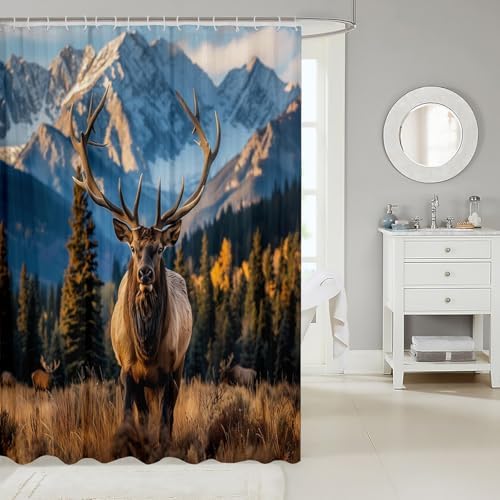 Feelyou Deer Bath Curtain 72x78 Wild Animal Shower Curtain Set