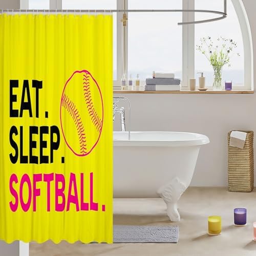 Feelyou Softball Shower Curtain Set Kids Fun Sports Theme 72x78