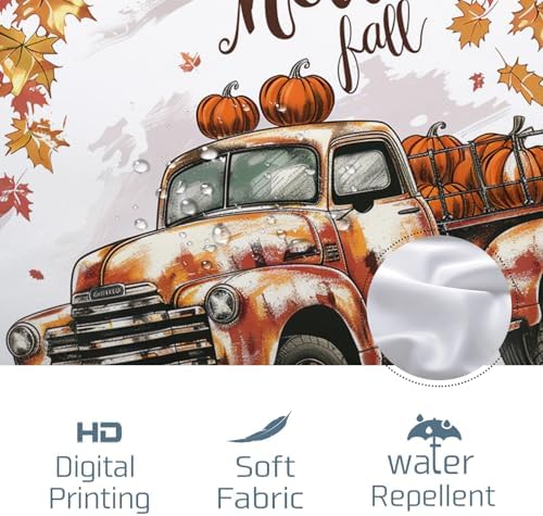 Fall Kawaii Truck Shower Curtain Set 72x72 Autumn Cartoon for the bathroom