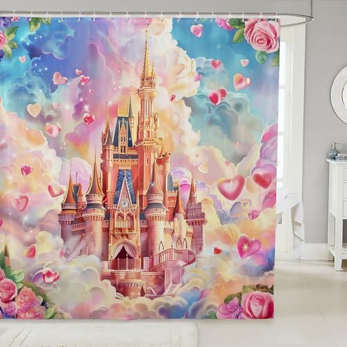Manfei Cartoon Castle Girly Shower Curtain Set