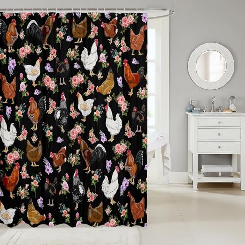 Feelyou Kids Bathroom Fun Animal Shower Curtain 72 x 78 Black