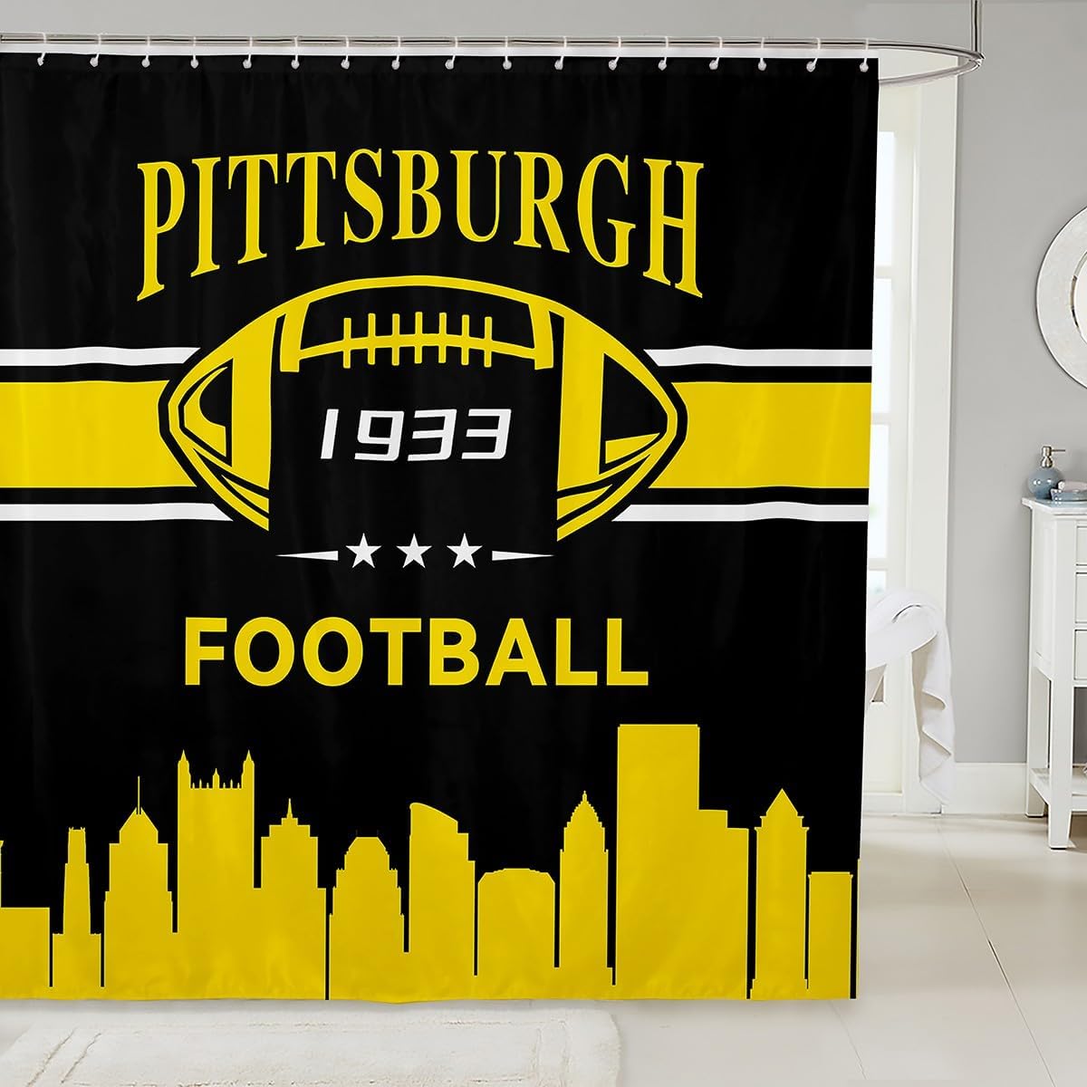 Fun Rugby Bath Curtain for Kids