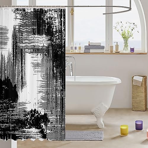 Manfei Abstract Waterproof Abstract Art Bath Room Travel Kit with 12 Hooks