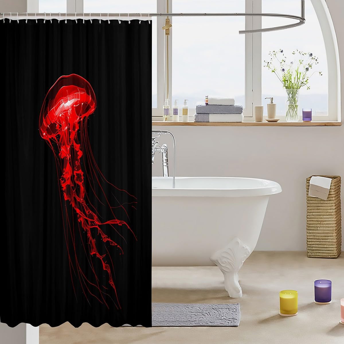 Fun Jellyfish Shower curtain for Kids Ocean-Themed Durable Washable