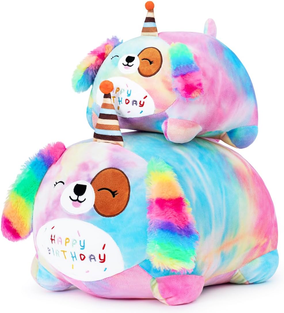 158 Premium Plush Pink Dog Pillow Soft Chubby Stuffed Animal for Birthdays