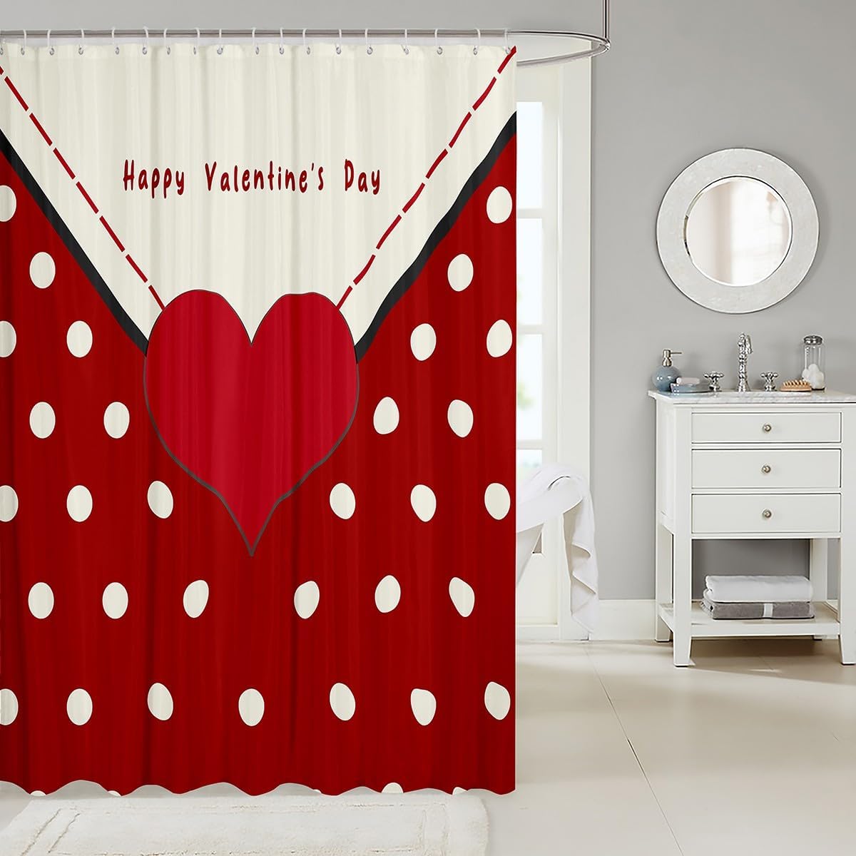 Adorable Happy Valentine Day Bash 72x72 Bath Curtain for Kids