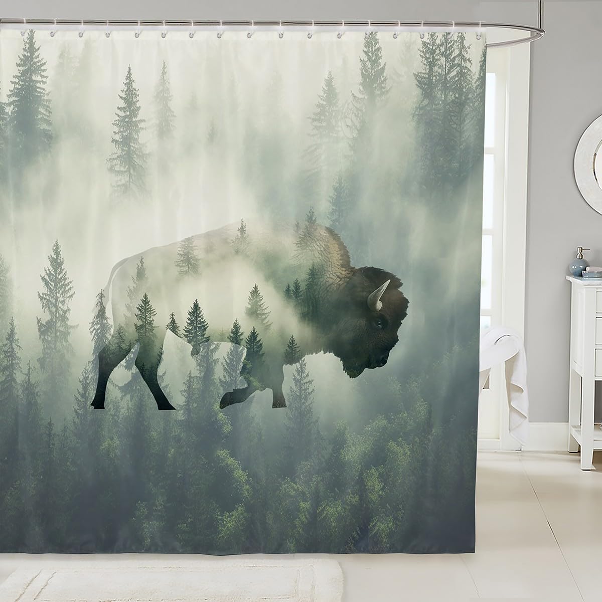 Feelyou Cute Buffalo Bath Curtain 72x72