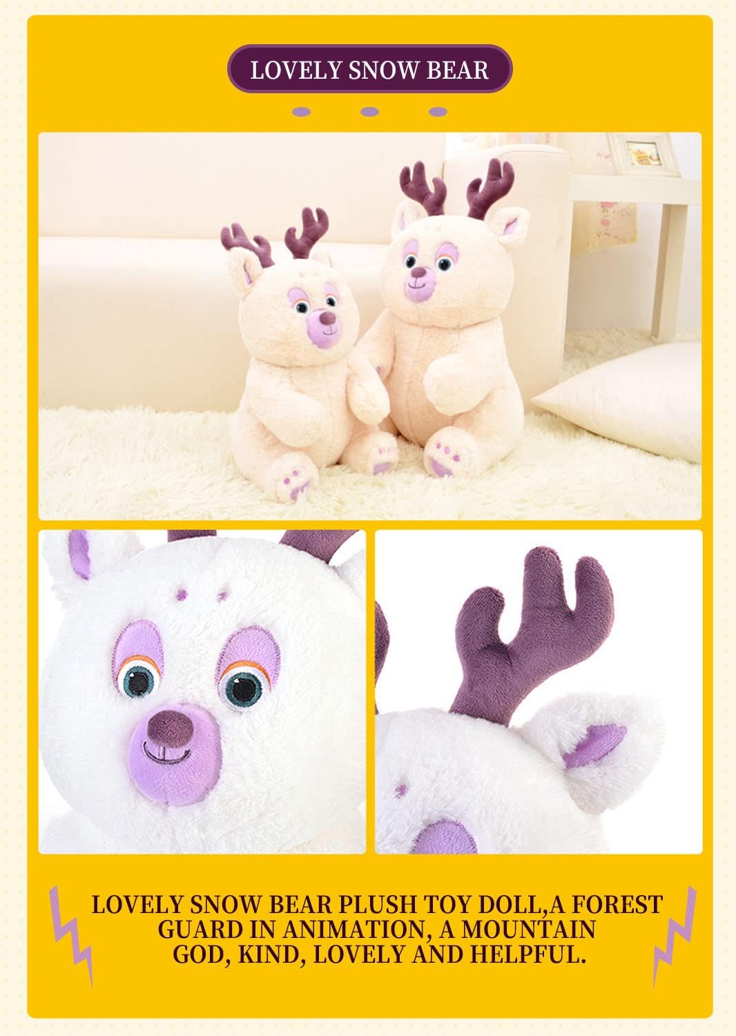 Cute Snow Bear Plush Pillow Toy 137in