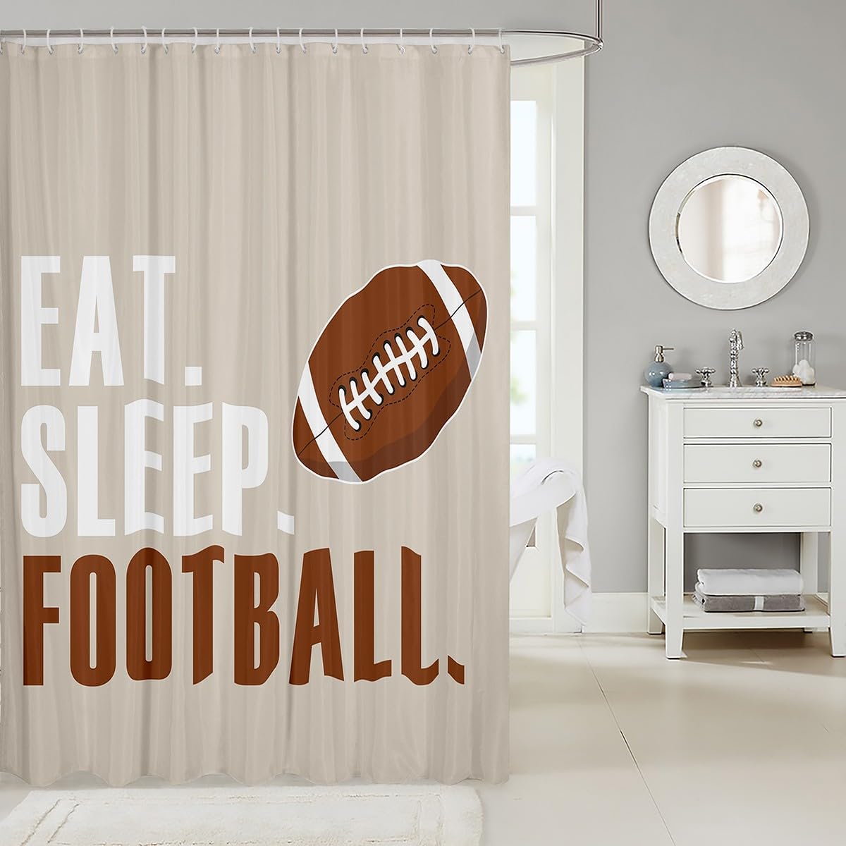Fun Sports Shower Curtain for Kids NASA Beige