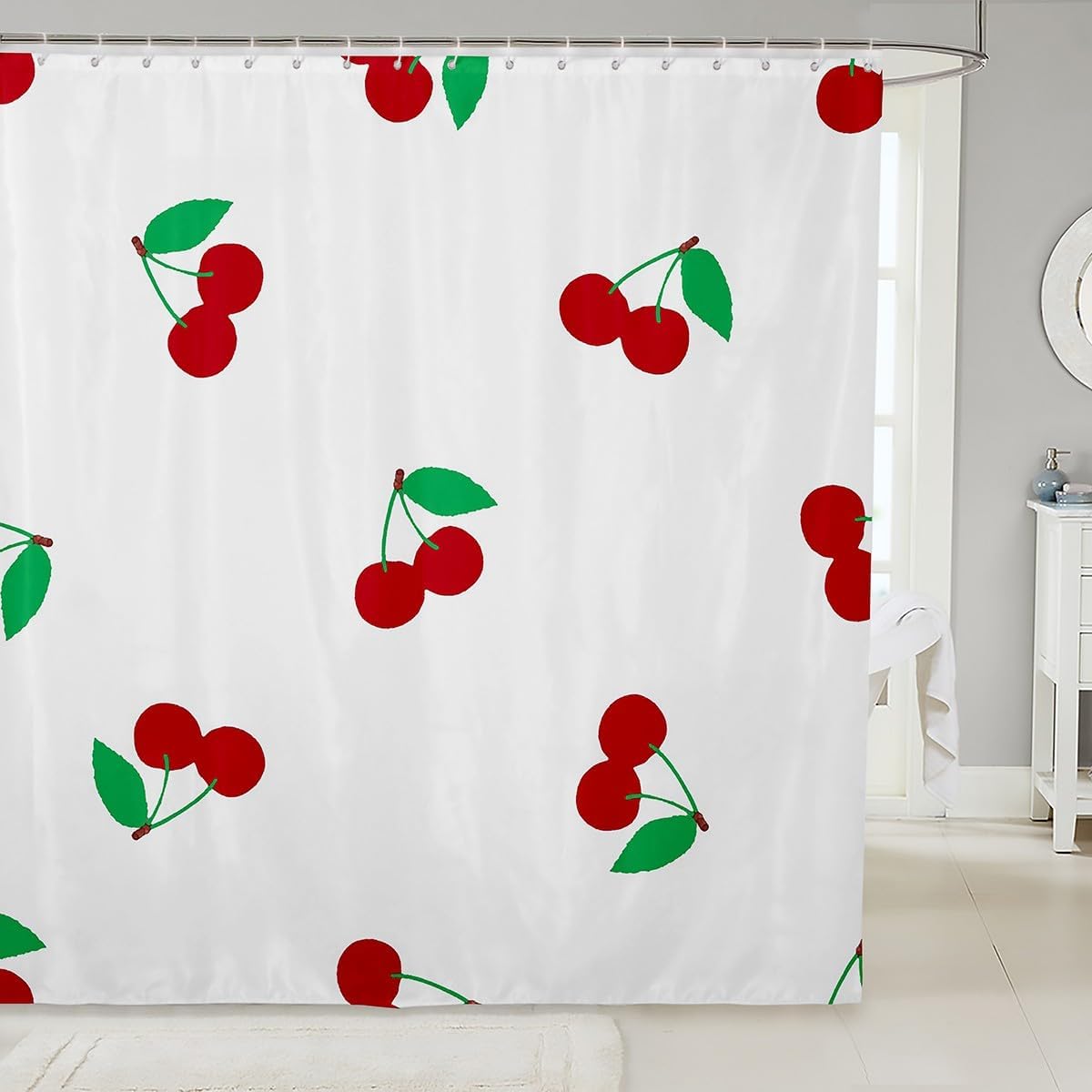 Perfect for Kids Elegant for Adults - Red Cherry Bath Curtain