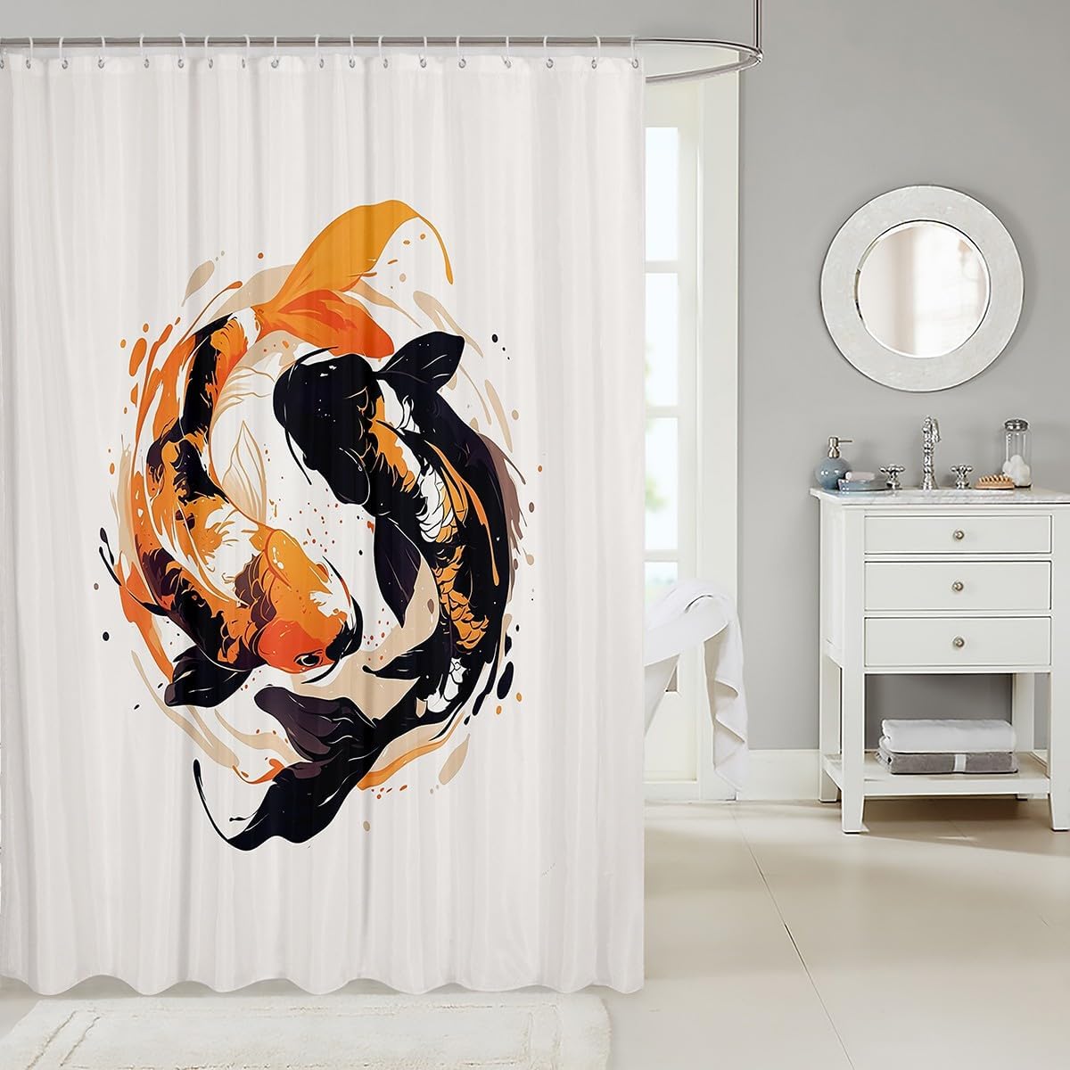 Jejeloiu Koi Fish 72x72 Japanese Style Waterproof shower curtain