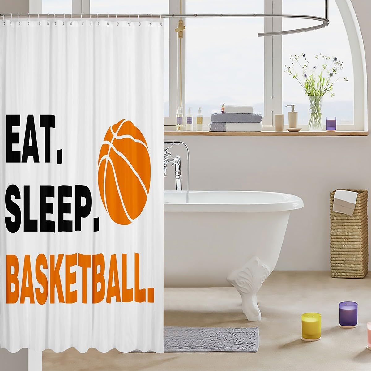 Feelyou Basketball Shower Curtain Gymnastics Kids Washable Bath