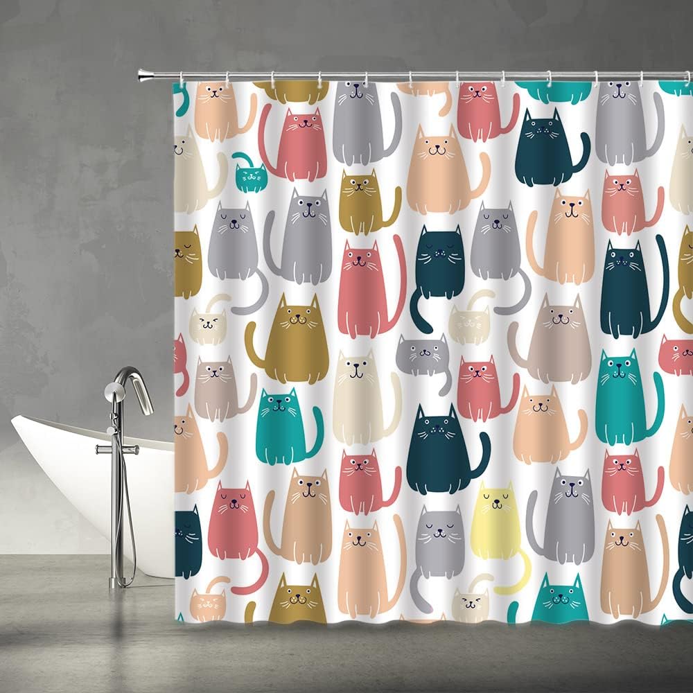 Brightly Cartoon Cat Unique for Girls Delightful Bathroom Decor