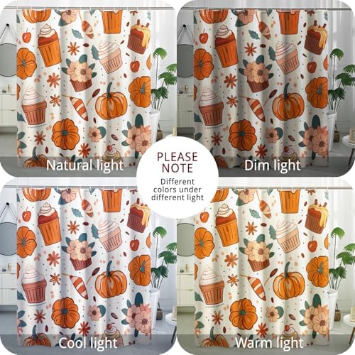 72x72 Beige Fall Food Shower Curtain Set