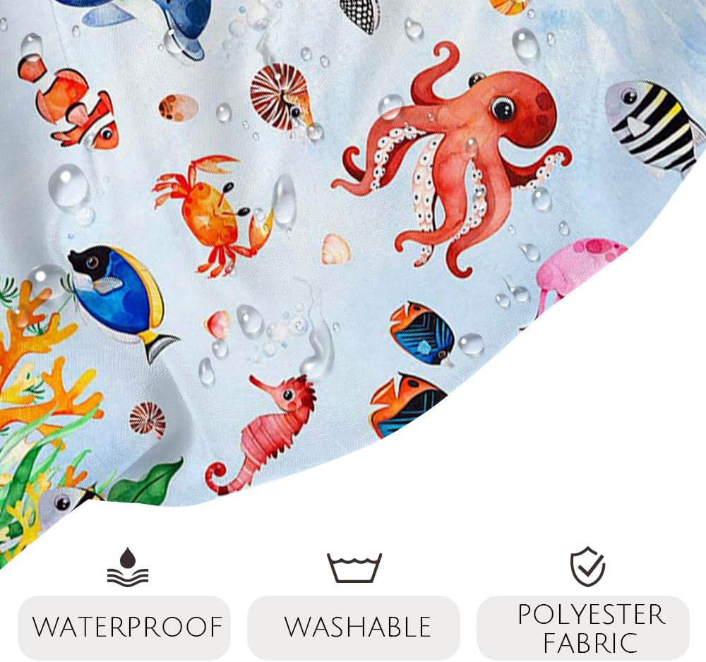 Under The Sea tropical fish shower curtain for kids