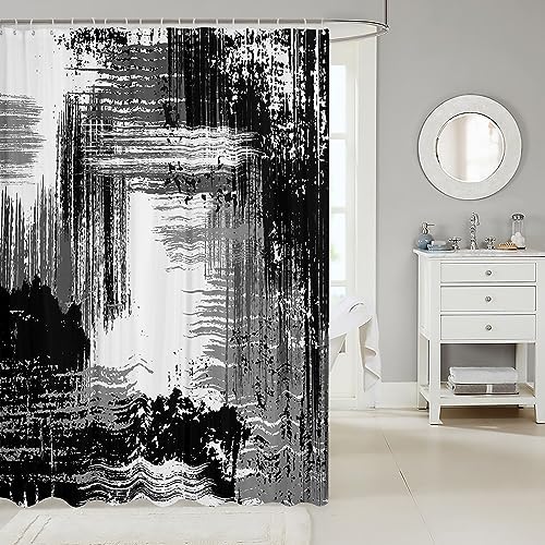 Manfei Abstract Waterproof Abstract Art Bath Room Travel Kit with 12 Hooks