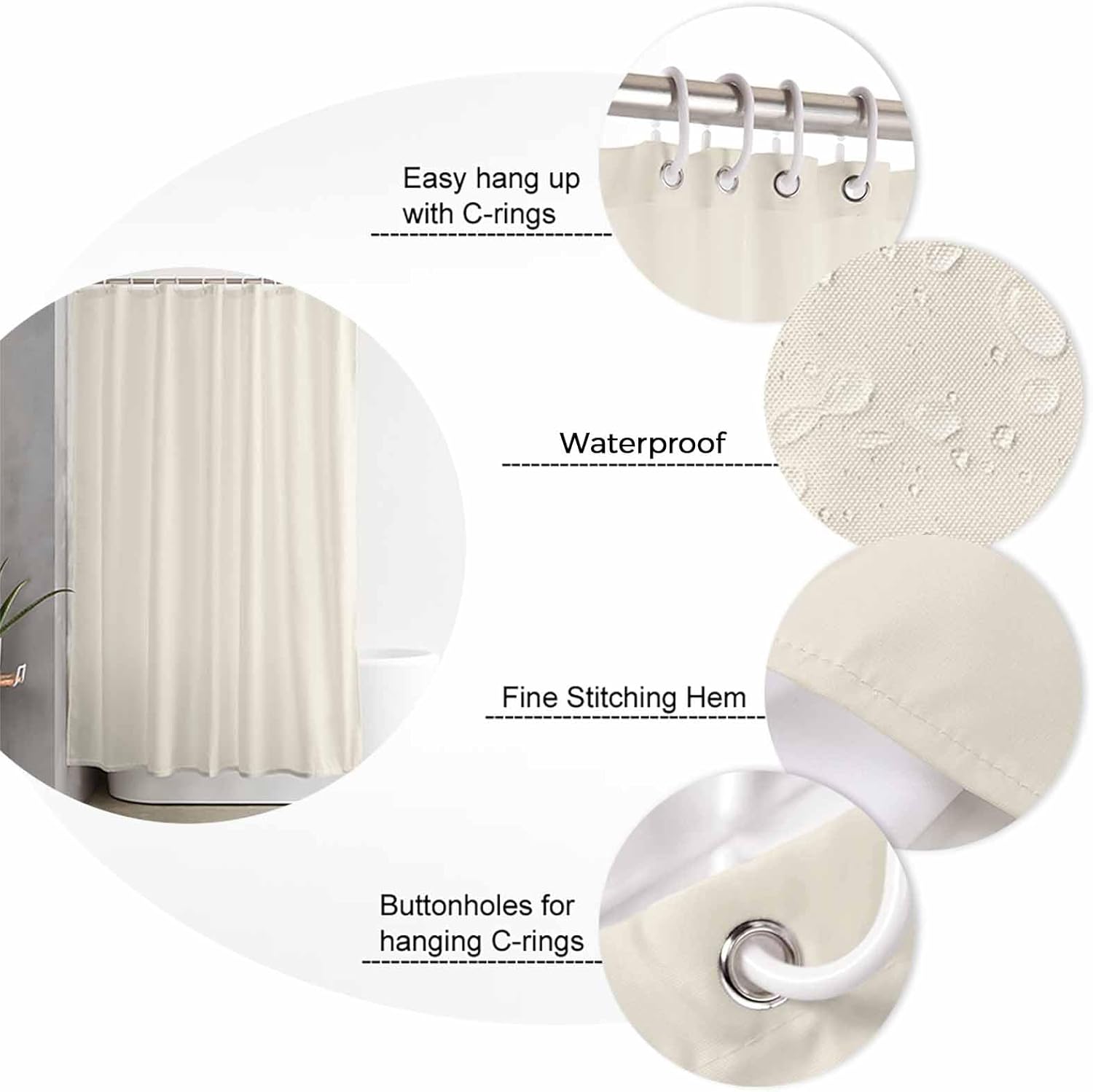 ZOE GARDEN 72x72 Minimalist Bathroom Set