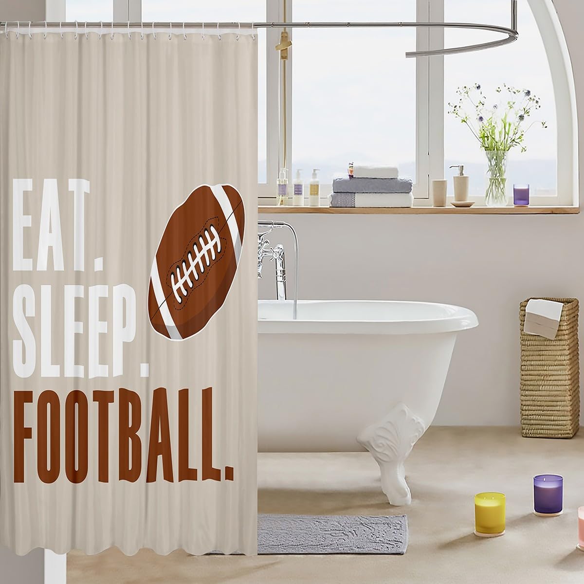 Fun Sports Shower Curtain for Kids NASA Beige