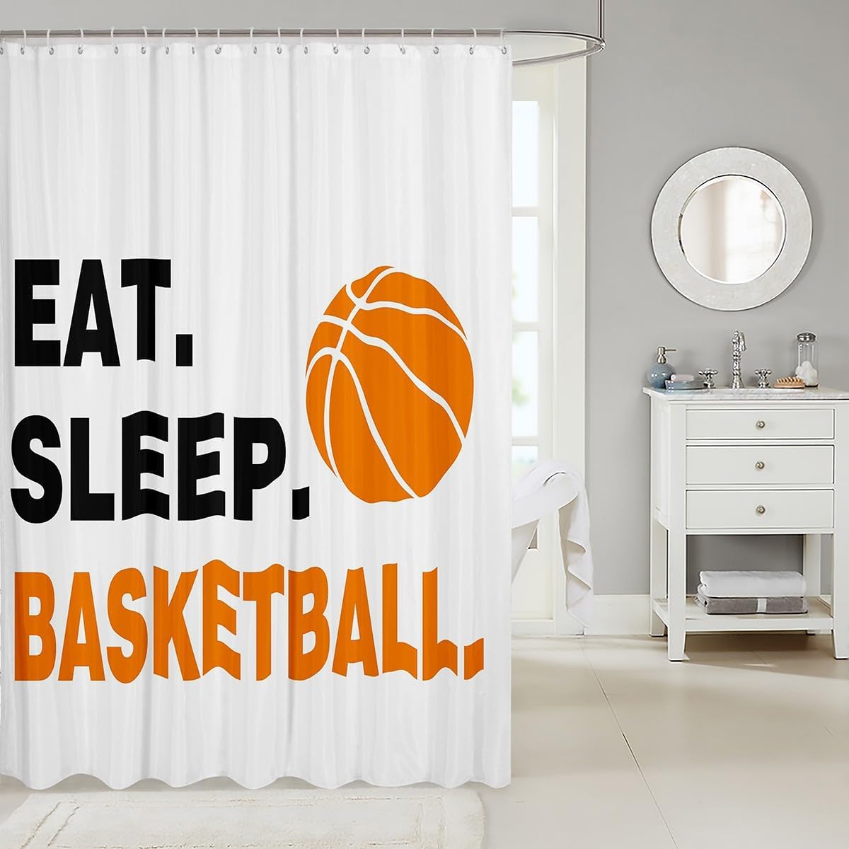 Feelyou Basketball Shower Curtain Gymnastics Kids Washable Bath