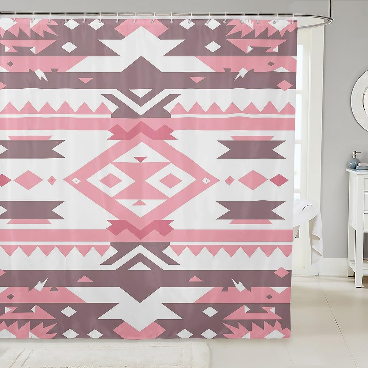 Geometric Bohemian Shower Curtain Set