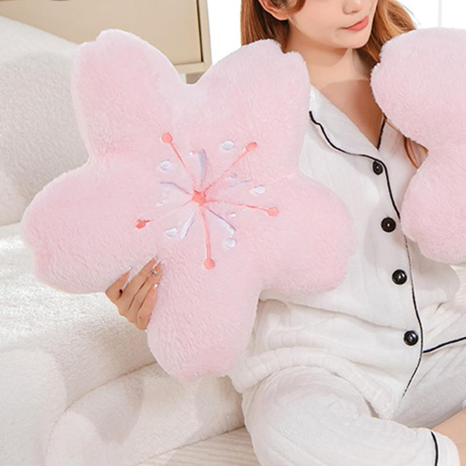 Cherry Blossom Plush Pillow - Kawaii Design