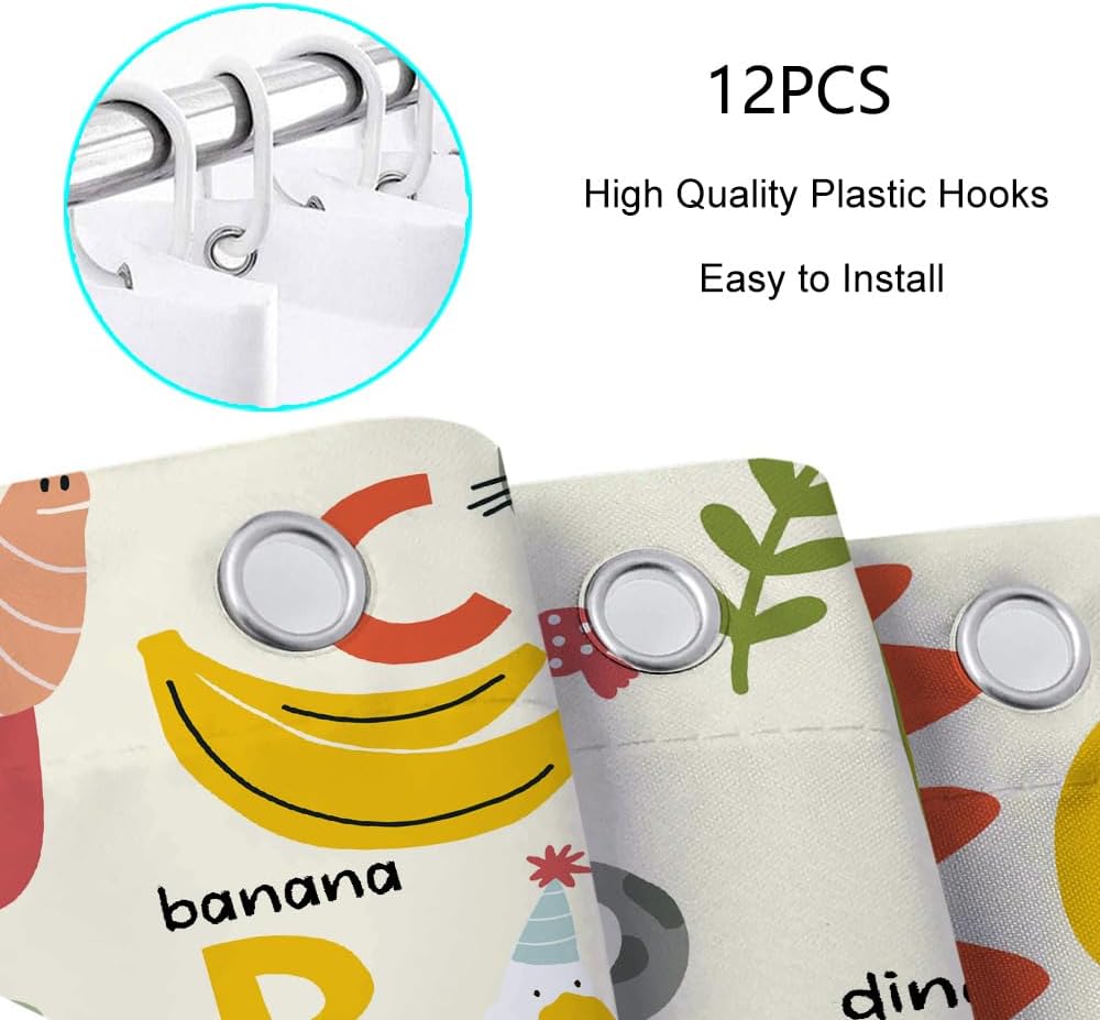 JAWO Kids ABC Learning Shower Curtain Set