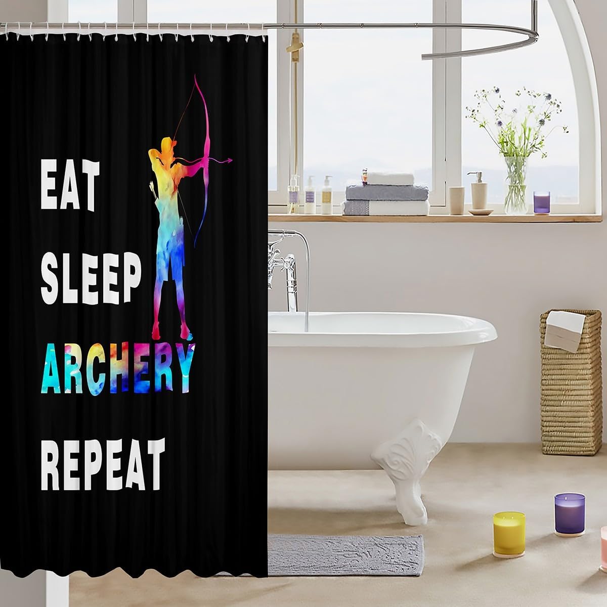 Feelyou Archery Bath Curtain Set 72x72 Soft Waterproof Machine Washable Fun Design