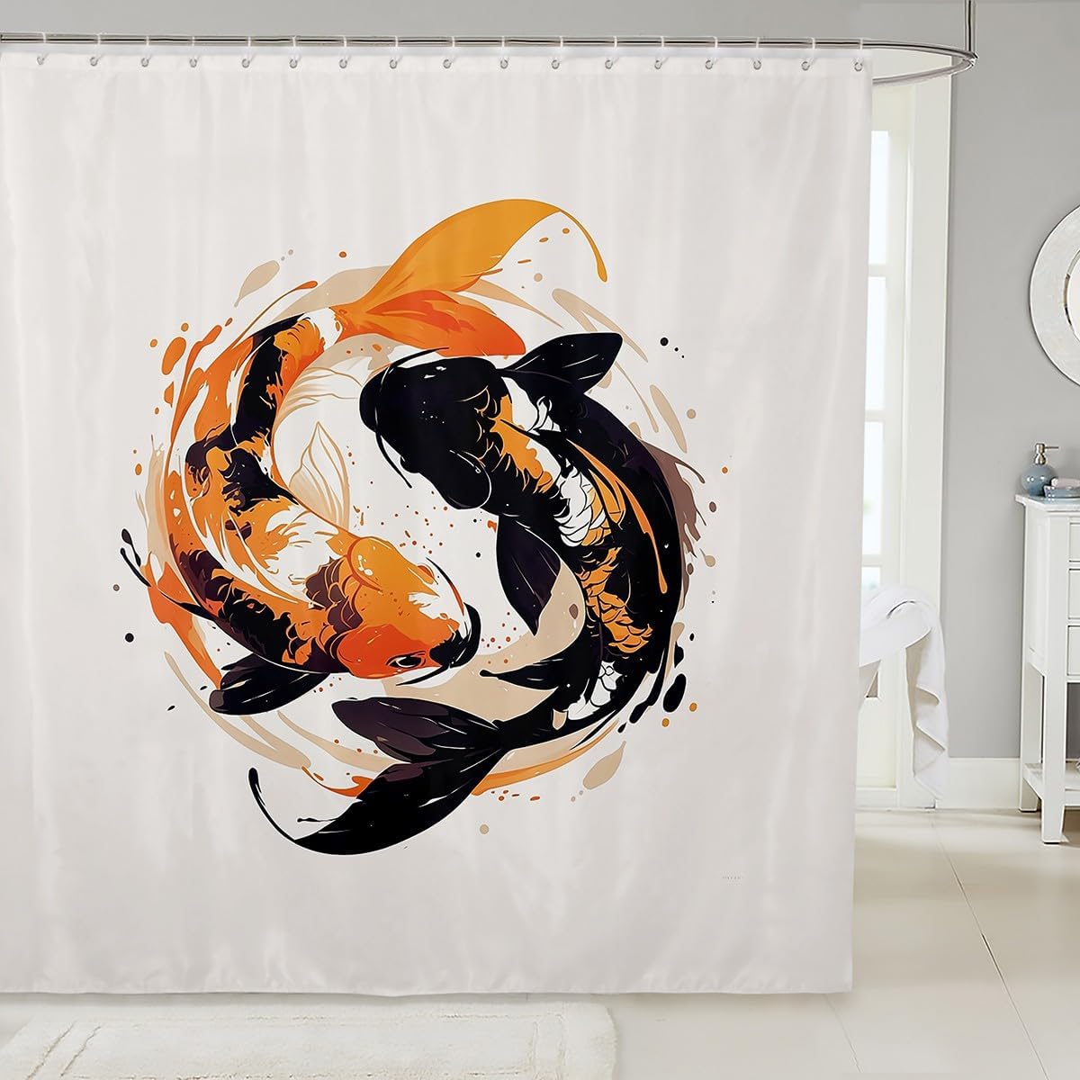 Jejeloiu Koi Fish 72x72 Japanese Style Waterproof shower curtain
