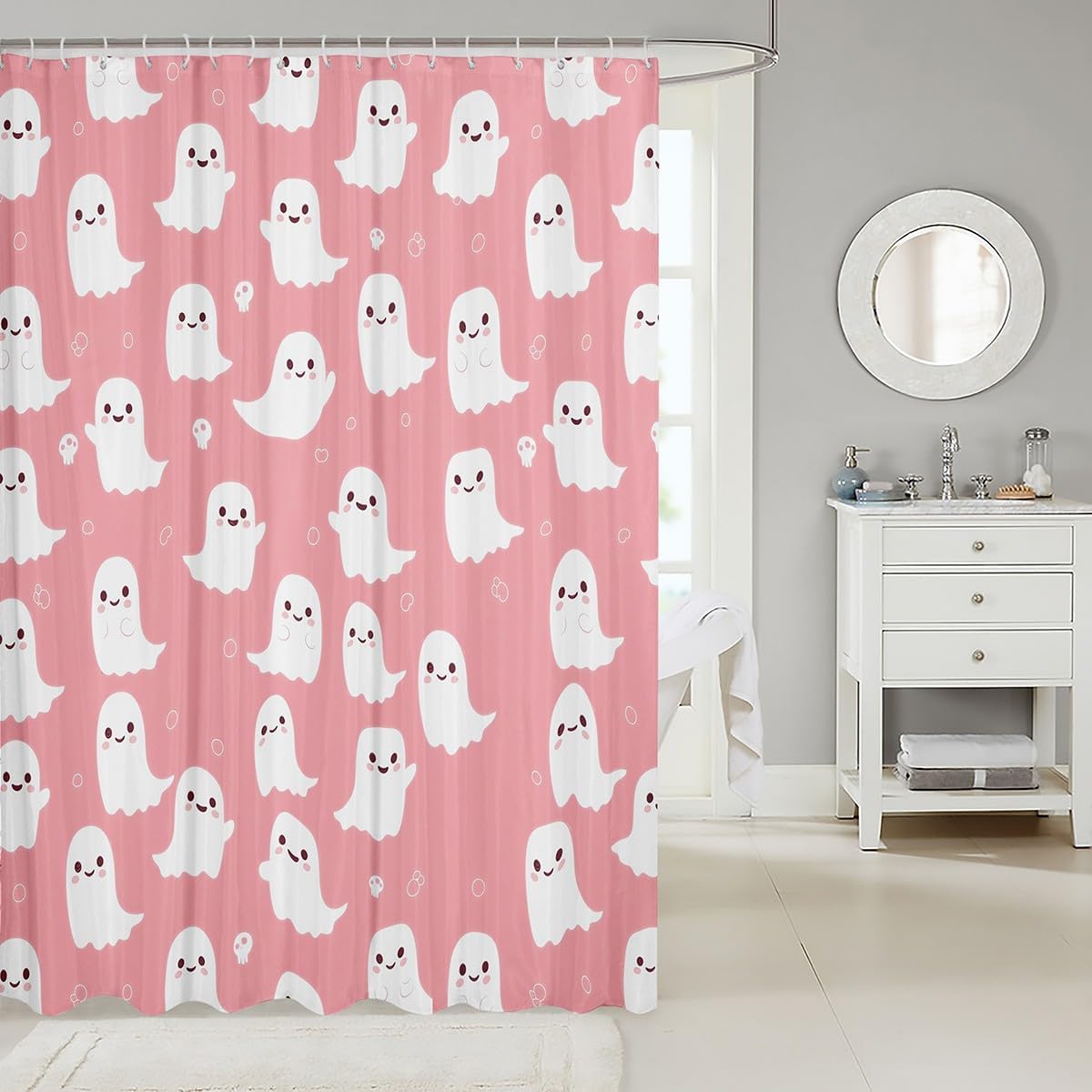 Happy Halloween shower curtain for kids Ghost Cartoons Waterproof