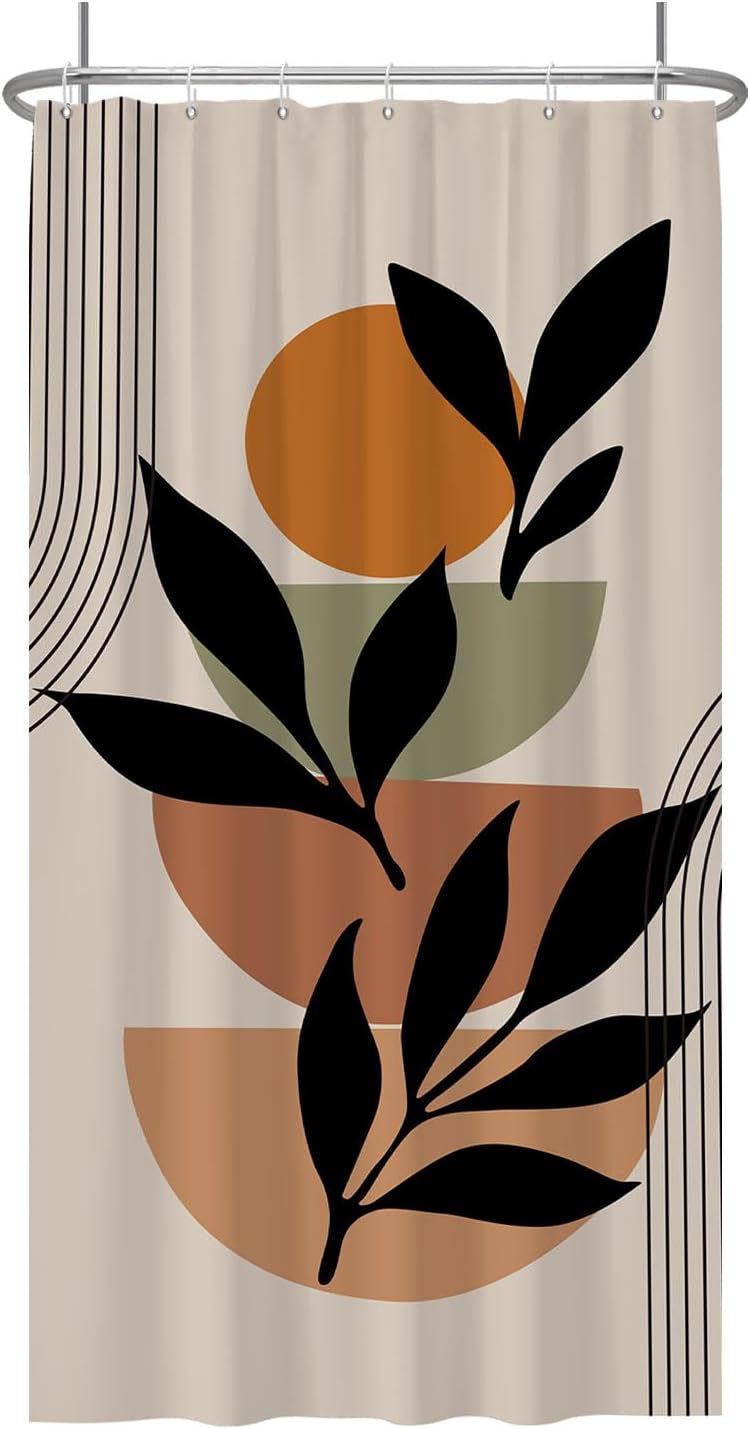 Baocicco Boho Mid Century Shower Curtain Set with Hooks