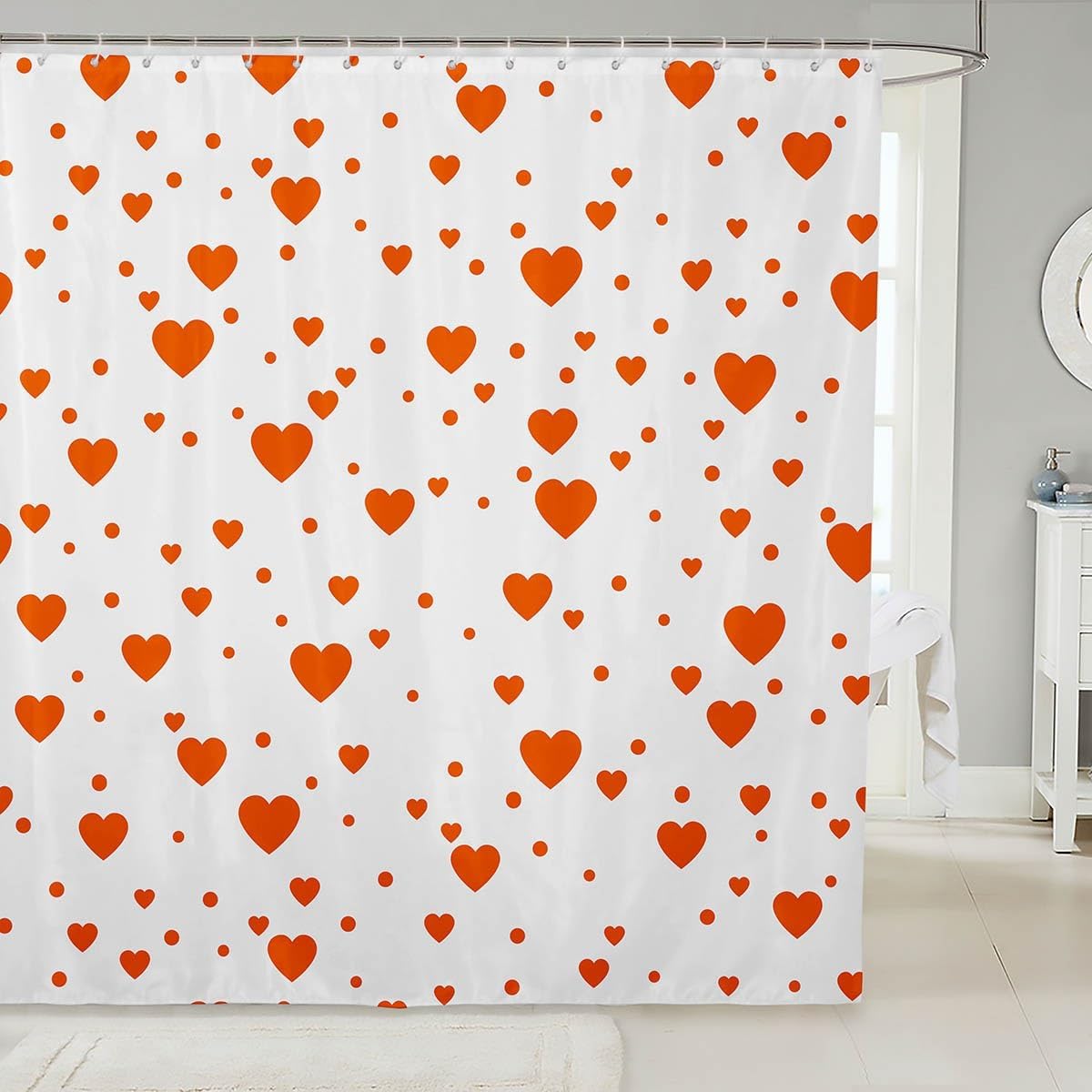 Feelyou Cute Love Hearts Bathroom Shower Curtain Set - 72x72