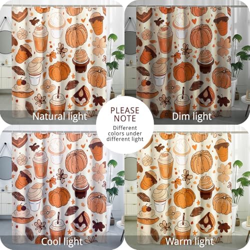 Elegant Autumn Beige Fall Shower Curtain Set